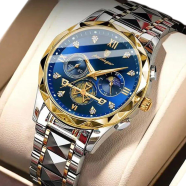 Poedagar Watch for Men Fashion Multifunctional Dial Design Chronograph Quartz Watches Man Stainless Steel Waterproof Wrist (996 ) image