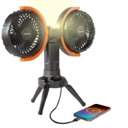 Porodo Dual-Head Oscillating Fan With LED Light And Power Bank image