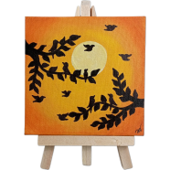 Poronto Bikal Acrylic Paint – Hand-Painted Mini Canvas with Wooden Easel 4×4 Inch image