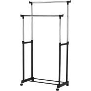 Portable Double‑Pole Cloth Rack Small With Wheels image