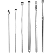 Portable Ear Cleaner Set Stainless Steel With Lather Case - 6 Pcs icon