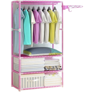 Portable Garment Rack with Shelves A Multi-Layer Clothes Organizer with Hanging Rail image