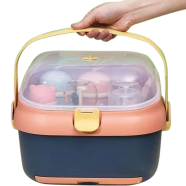 Portable Kids Bottle Drying Rack Box with Anti-dust Cover Large Cup Bottle Storage Box Travel Feeding Organizer image