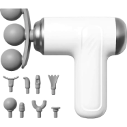 Portable Massage Gun, Triple head Massage Gun Pro Mini, 3-Head Percussion, 6-Speed Settings, Deep Tissue Muscle Relief, 2300-3200RPM, with 9 Attachments, 1200mAh Battery image