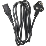 Power Cord 3 Pin Round 1.5 Meter Compatible with Desktop, Monitor, Printer, TV – Black image