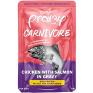 Pramy Cat Pouch Food Carnivore - Chicken with Salmon in Gravy For All Age Cats 70gm | Cat Wet Food image