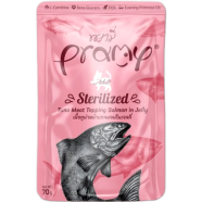 Pramy Cat Pouch Food STERILIZED - Tuna Meat Topping Salmon in Jelly For Adult Cat 70gm | Cat Wet Food image