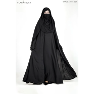 Premium 3 Part Shrug Abaya Set | Black image