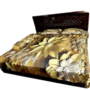 Premium King Size 3D Design Bed Sheet With 2 Pillow Cover And 1 Side Pillow Cover image