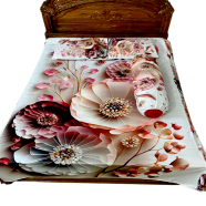Premium King Size 3D Design Bed Sheet With 2 Pillow Cover And 1 Side Pillow Cover image