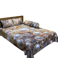 Premium King Size 3D Design Bed Sheet With 2 Pillow Cover And 1 Side Pillow Cover image