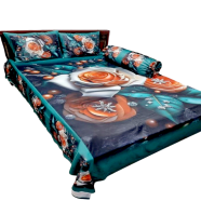 Premium King Size 3D Design Bed Sheet With 2 Pillow Cover And 1 Side Pillow Cover image