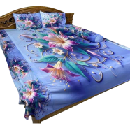 Premium King Size 3D Design Bed Sheet With 2 Pillow Cover (7.5 x 8.5 Feet) image