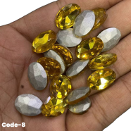 Premium Oval Faceted Glass Rhinestone Flat Back Stone image