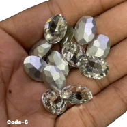 Premium Oval Faceted Glass Rhinestone Flat Back Stone image