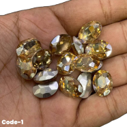 Premium Oval Faceted Glass Rhinestone Flat Back Stone icon