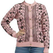 Premium Quality Free Size Short Cardigan Button-Down Sweater For Ladies image
