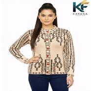 Premium Quality Free Size Short Cardigan Button Down Knit Sweater For Ladies image
