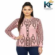 Premium Quality Free Size Short Cardigan Button Down Knit Sweater For Ladies image