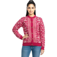 Premium Quality Free Size Short Cardigan Button-Down Sweater For Ladies image