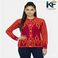 Premium Quality Free Size Short Cardigan Button Down Knit Sweater For Ladies image