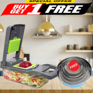 Premium Vegetable and Fruits Multifuction Cutting Kitchen Tools 16 in 1 ( Buy 1 Get 1 Round Strainer Made Stainless Steel-6 Pcs FREE image