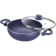 Prestige Ceraglide Ceramic Coated 4.5 Liters(28Cm) Non-Stick Kadai with Glass Lid|Consumes Less Oil|Even Heating|Stain-Resistant|Gas And Induction Compatible|No Harmful Chemicals image