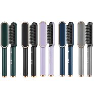 Professional 2 in 1 Hair Straightener Brush - Electric Hot Comb for Salon-Style Results image