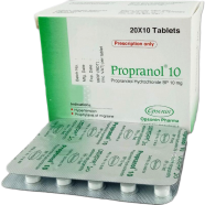 Propranol 10 mg Tablet 20's Strip image