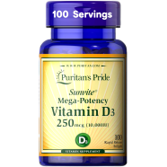 Puritan's Pride Mega Potency Vitamin D3 250Mcg (10000 Iu) 100 Softgels image