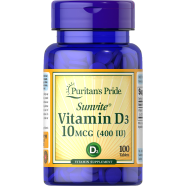 Puritan’s Pride Vitamin D3 10 mcg (400 IU) 100 Softgels image
