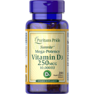 Puritan’s Pride Vitamin D3 250 mcg (10,000 IU) 200 Softgels image