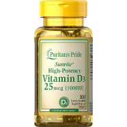 Puritan’s Pride Vitamin D3 25 mcg 10,00 IU 100 Softgels image