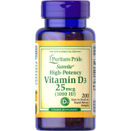 Puritan’s Pride Vitamin D3 25mcg (1000 IU) 200 Softgels image