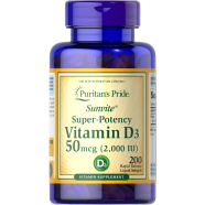 Puritan's Pride Vitamin D3 50mcg 2000 Iu 200 Softgels - 25077176182 image