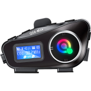 Q58-Max Motorcycle Helmet Bluetooth Headset LED Screen Intercom FM Radio TF Card RGB Light Hard Soft Mic 1 Set Black image