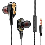 QKZ CK8 Dual Driver Audifonos Stereo Bass Sport Earphones - Black - Headphone image