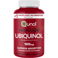 QUNOL Mega Ubiquinol 100 mg CoQ10, Superior Absorption Water and Fat Soluble 100 Count Softgels image