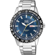 Q And Q Day Date Analog Wrist Watch For Men - Silver - A194-212Y