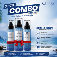Qluxury Body Mist For Man Blue Lagoon 150ml (3Pcs Combo Offer) image