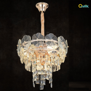 Qulik Modern Candle Crystal Chandelier Decoration Pendant Hanging 2 layer 3 color LED Ceiling Light image