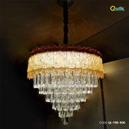 Qulik Modern Candle Crystal Chandelier Decoration Pendant Hanging 6 layer 3 color LED Ceiling Light image