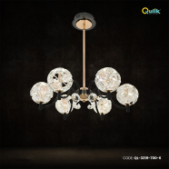 Qulik Modern Crystal Chandelier 6 Circle-Shaped Hanging LED Ceiling Light image