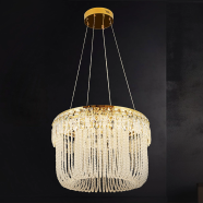 Qulik Modern Crystal Chandelier Decorative Pendant Hanging single layer 3 color LED Ceiling Light image
