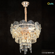 Qulik Modern Crystal Chandelier Decoration Pendant Hanging 3 layer 3 color LED Ceiling Light image