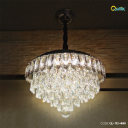 Qulik Modern Crystal Chandelier Decorative Pendant Hanging 6 layer 3 Color LED Ceiling Light image