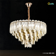 Qulik Modern Crystal Chandelier Hanging LED Ceiling Light image