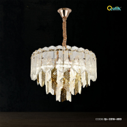Qulik Modern Crystal Chandelier Hanging LED Ceiling Light image