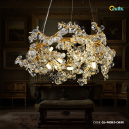 Qulik Modern LED Ceiling Chandeliers Glass Crystal Oxidized gold clear Pendant Lamp image