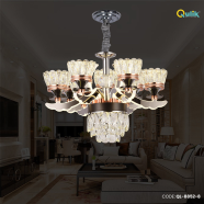 Qulik Modern Nordic Candle Crystal Chandelier Decoration Pendant Hanging Single Layer 3 Color LED Ceiling Light image